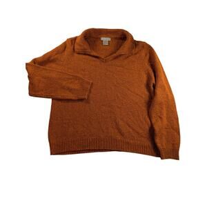 Mountain Lake Orange V Neck Fall Sweater Womans L  Boho